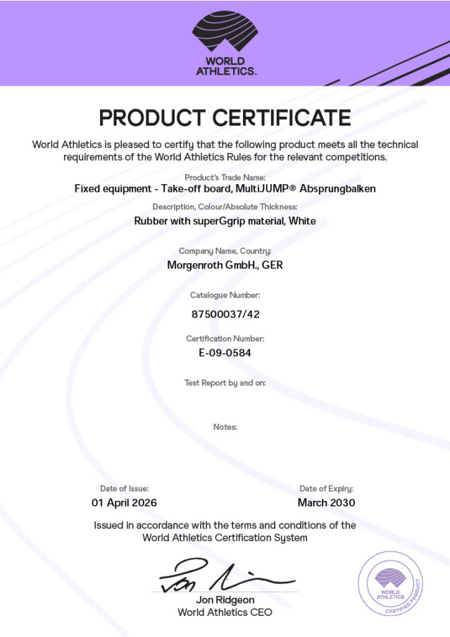MultiJUMP, Absprungbalken, Vollgummi, Weitsprung, Dreisprung, Sportschuhe, Spikes, IAAF, DLV, WorldAthletics