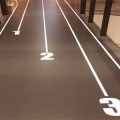 Linierung, Markierung, Beschriftung, Gummi, Belag,  Sportboden, Sportbodenbelag, Ausstellungsraum, Messebau, Ladenbau, Cardiobereich, Trainingsbereich , Laufbahn, Sporthaus, Zahl, Farbe, Preis