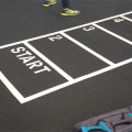 Linierung, Markierung, Beschriftung, Gummi, Belag,  Sportboden, Sportbodenbelag, Ausstellungsraum, Messebau, Ladenbau, Cardiobereich, Trainingsbereich , Laufbahn, Sporthaus, Zahl, Farbe, Preis