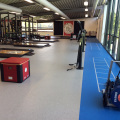 Sportfloor Color, Gummi, Kautschuk, Neugummi, Gummigranulat, Fitnessraum, Fitnessstudio, Sport, Trainingsbereich, Hantel, Sportbelag, Rollenware, Belag, Boden, Bodenbelag, schwer entflammbar, emissionsgeprüft